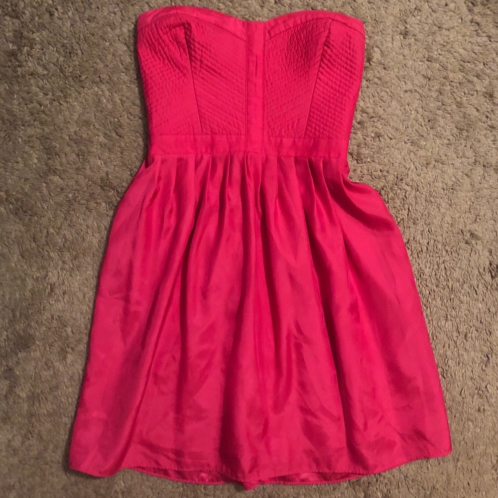 DEVLIN Magenta Pink Strapless Dress with Pockets